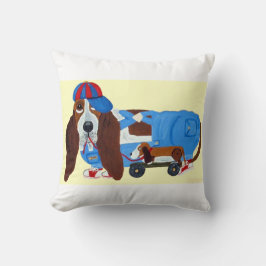 Basset Hound met trekspeeltje Kussen