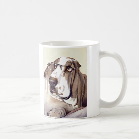 Basset Hound met "Ziet mijn ogen er groot uit?" Koffiemok (Rechts)