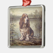 Basset Hound Metalen Ornament (Links)
