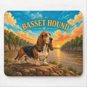 Basset Hound, Mississippi Bluff Vintage Aquarel Muismat