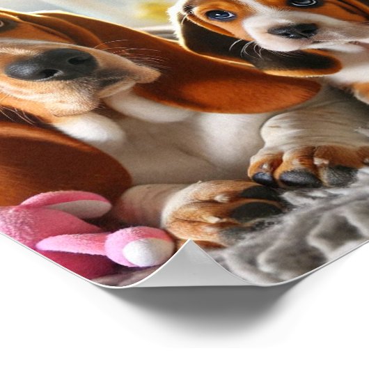 Basset Hound moeder en haar puppy Poster (Hoek)