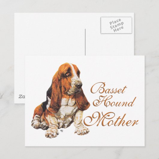 Basset Hound Moederdag Briefkaart (Voorkant / Achterkant)
