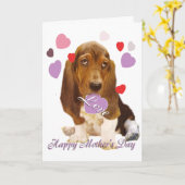 Basset Hound Moederdag Kaart (Gele Bloem)