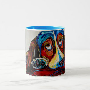 Basset Hound-Mok Tweekleurige Koffiemok