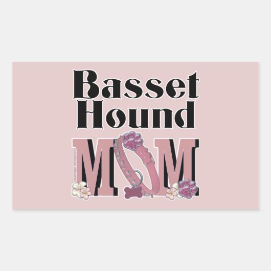 Basset Hound MOM Rechthoekige Sticker (Voorkant)