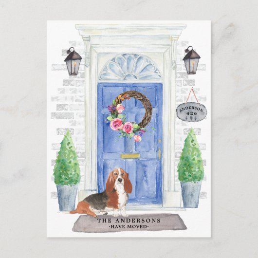 Basset Hound Moving Announcement Briefkaart (Voorkant)