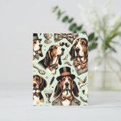 Basset Hound Naadloos Briefkaart (Staand voorkant)