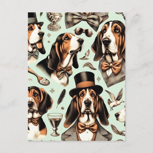 Basset Hound Naadloos Briefkaart (Voorkant)