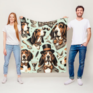  Basset Hound Naadloos Fleece Deken
