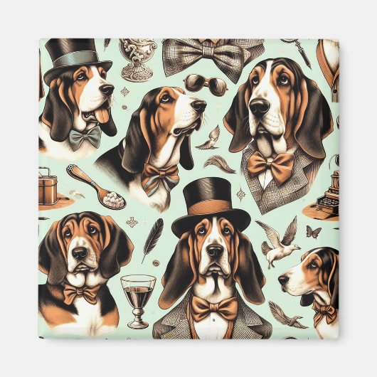Basset Hound Naadloos Magneet (Voorkant)