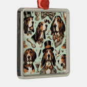 Basset Hound Naadloos Metalen Ornament (Rechts)