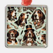 Basset Hound Naadloos Metalen Ornament (Voorkant)