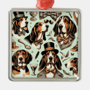  Basset Hound Naadloos Metalen Ornament