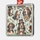 Basset Hound Naadloos Metalen Ornament (Links)
