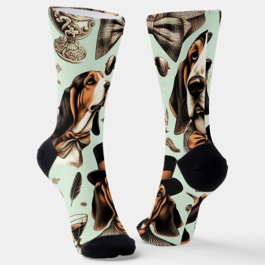 Basset Hound Naadloos Sokken (Gebogen)