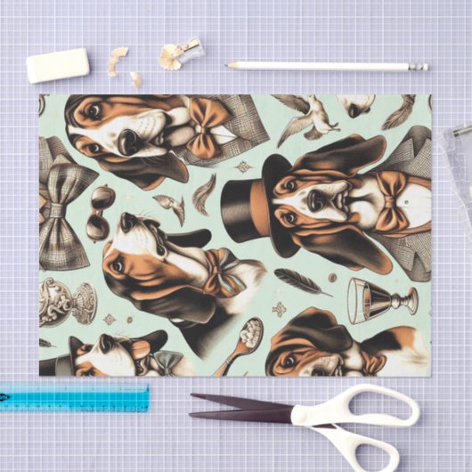  Basset Hound Naadloos Tissuepapier (Craft)