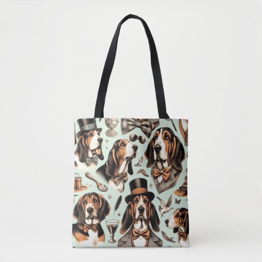 Basset Hound Naadloos Tote Bag (Voorkant)