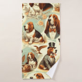  Basset Hound Naadloze Illustratie Badhanddoek (Badhanddoek)