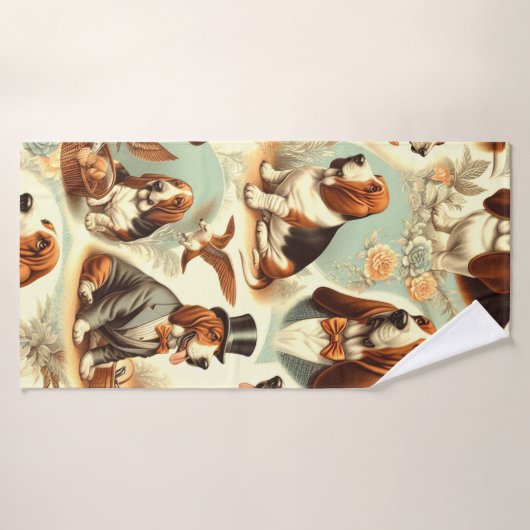  Basset Hound Naadloze Illustratie Badhanddoek (Badhanddoek)