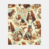  Basset Hound Naadloze Illustratie Fleece Deken (Voorkant)