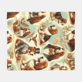  Basset Hound Naadloze Illustratie Fleece Deken (Voorkant (Horizontaal))