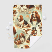  Basset Hound Naadloze Illustratie Golfhanddoek (Insitu)