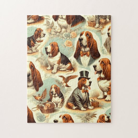  Basset Hound Naadloze Illustratie Legpuzzel (Verticaal)