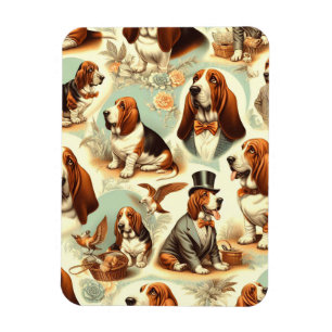 Basset Hound Naadloze Illustratie Magneet
