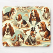  Basset Hound Naadloze Illustratie Muismat (Voorkant)