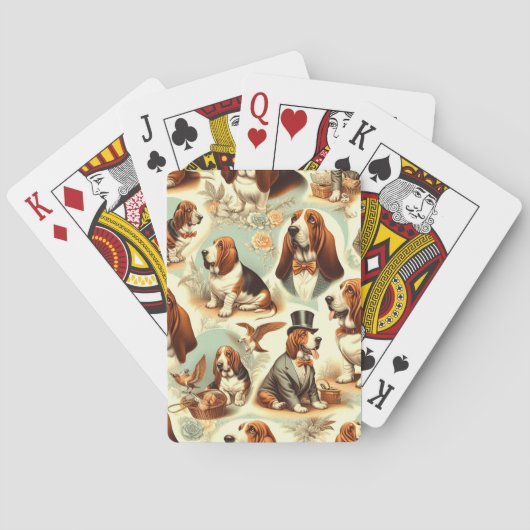  Basset Hound Naadloze Illustratie Pokerkaarten (Achterkant)