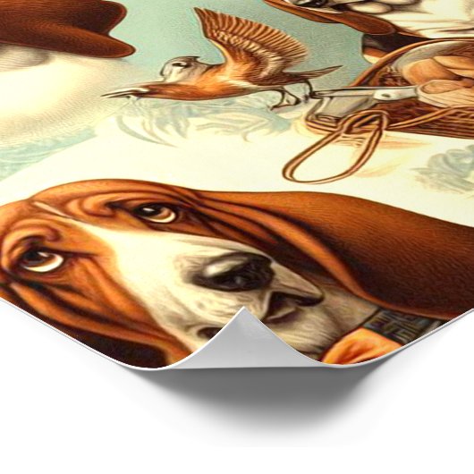  Basset Hound Naadloze Illustratie Poster (Hoek)