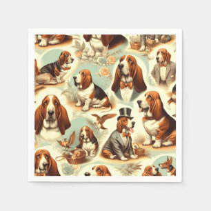  Basset Hound Naadloze Illustratie Servet