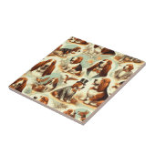  Basset Hound Naadloze Illustratie Tegeltje (Zijkant)