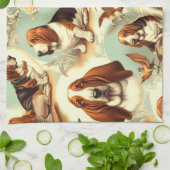  Basset Hound Naadloze Illustratie Theedoek (Gevouwen)