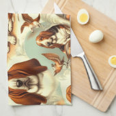 Basset Hound Naadloze Illustratie Theedoek (Quarter Fold)