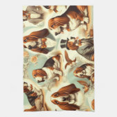  Basset Hound Naadloze Illustratie Theedoek (Verticaal)