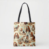 Basset Hound Naadloze Illustratie Tote Bag (Voorkant)