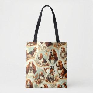  Basset Hound Naadloze Illustratie Tote Bag