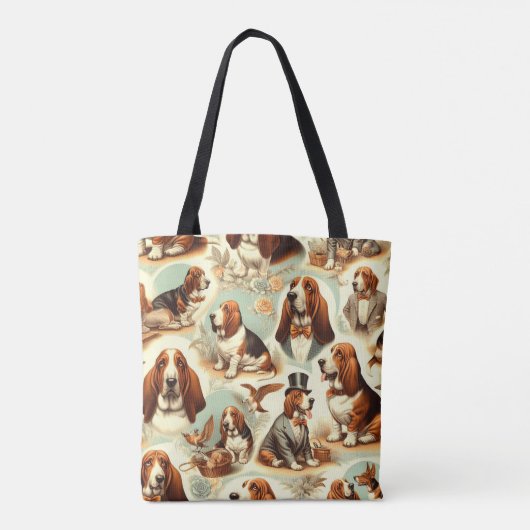 Basset Hound Naadloze Illustratie Tote Bag (Achterkant)