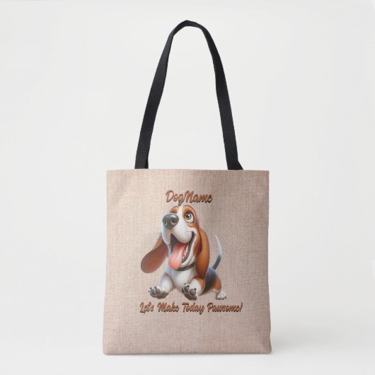 Basset Hound - Naam hond toevoegen, Tekst wijzigen Tote Bag (Voorkant)