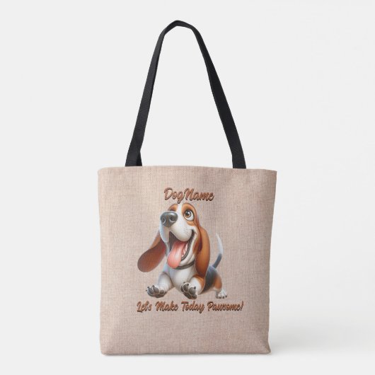 Basset Hound - Naam hond toevoegen, Tekst wijzigen Tote Bag (Achterkant)