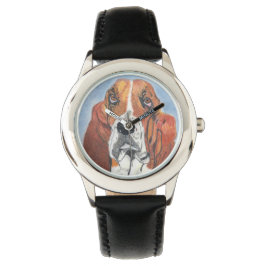 Basset Hound Named Watson a Hand Drawn Creation Horloge