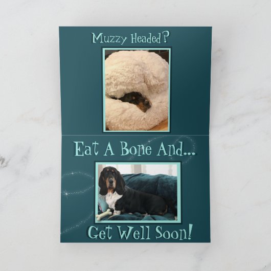 Basset Hound on Grapny "Get Well" Card Kaart (Binnen)