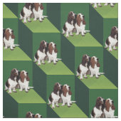 Basset Hound on Green Cubes Stof (Swatch)