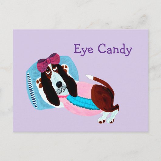 Basset Hound Oogstrel Zwemkleding Model Briefkaart (Voorkant)