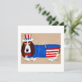 Basset Hound Oom Sam Feestdagenkaart (Staand voorkant)