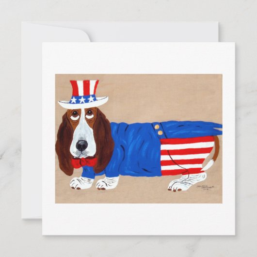 Basset Hound Oom Sam Feestdagenkaart (Voorkant)
