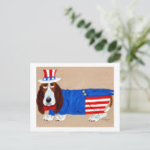 Basset Hound Oom Sam Feestdagenkaart (Staand voorkant)
