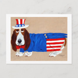 Basset Hound Oom Sam Feestdagenkaart