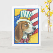 BASSET HOUND OOM SAM, het Vers van het WENSKAART Kaart (Gele Bloem)